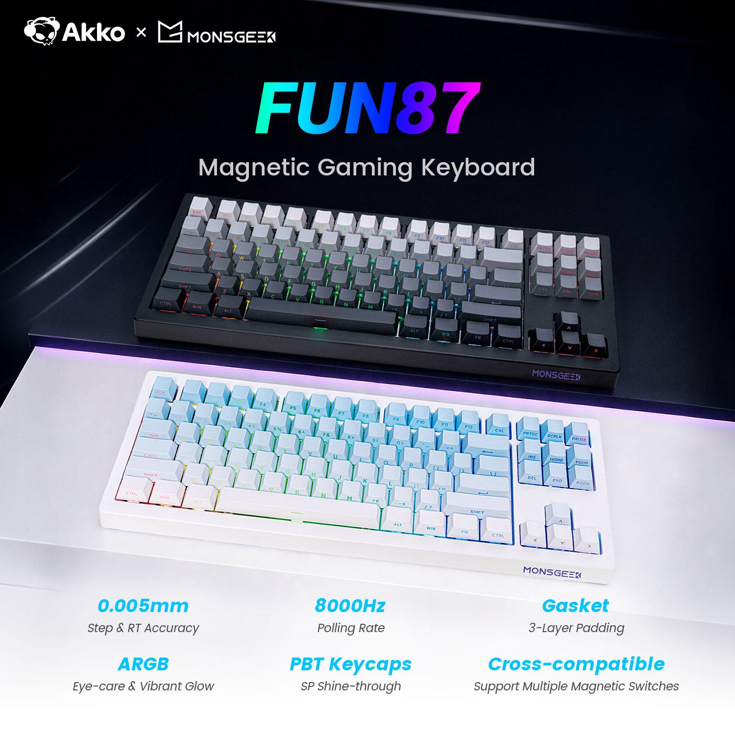 Gaming Keyboard Tkl - Akko x Monsgeek FUN87 HE Keyboard