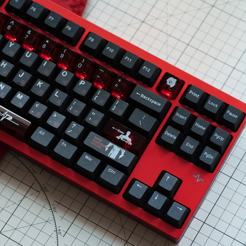 Keyboard Gaming Black - Set Keycaps Tema Hitam Soviet PBT