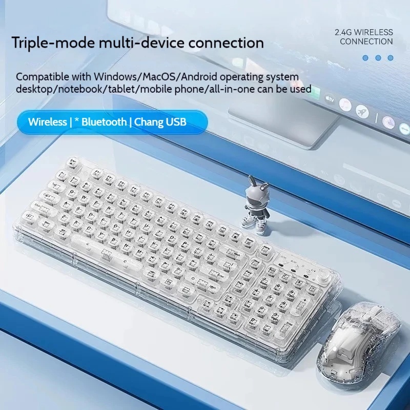 Set Keyboard dan Mouse Nirkabe - Keyboard Gaming Transparent ulasan dan harga