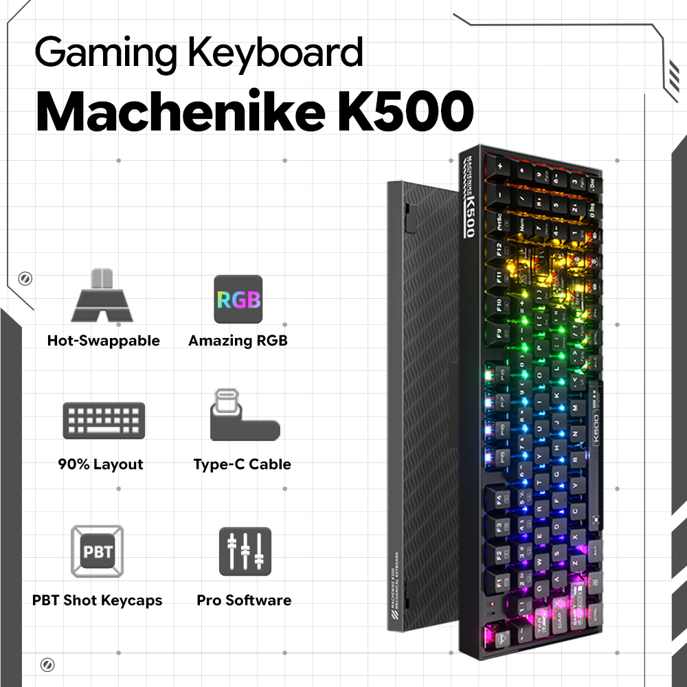 Machenike K500-B94 V2 Keyboard - Keyboard Gaming Transparent ulasan dan harga